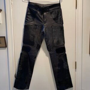 Designer Verri Supple Leather Animal Hair High Waisted Pants Excellent Condition